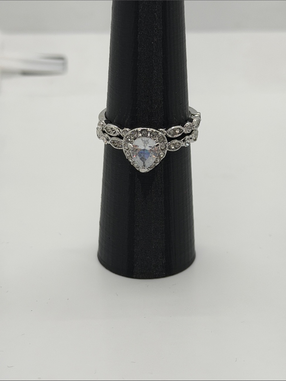 Silver Heart Halo Cubic Zirconia Ring - Silver size 10